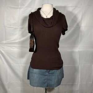 Express Women's Brown Cowl Neck Blouse